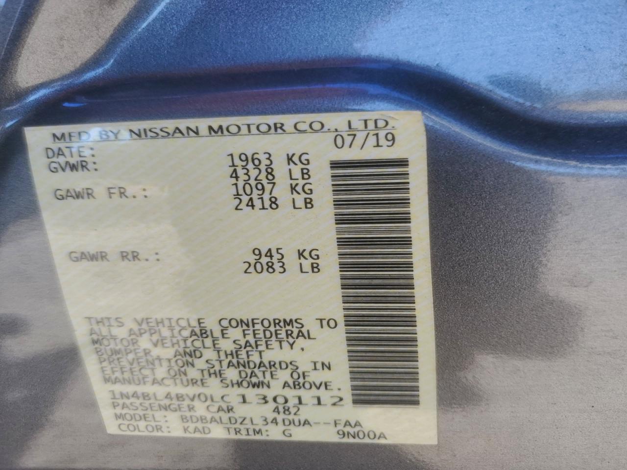 2020 NISSAN ALTIMA