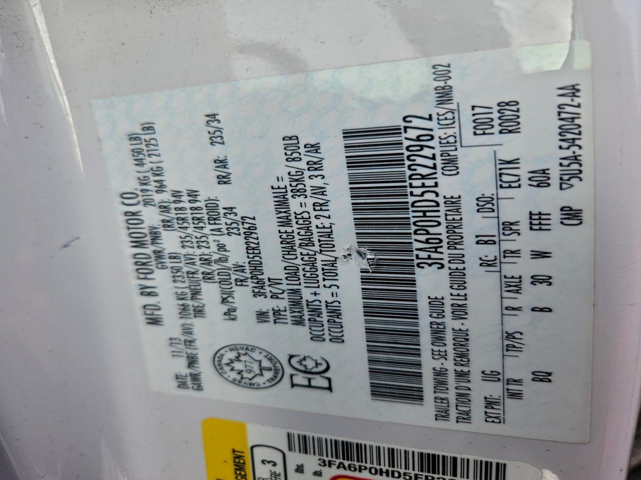 2014 FORD FUSION