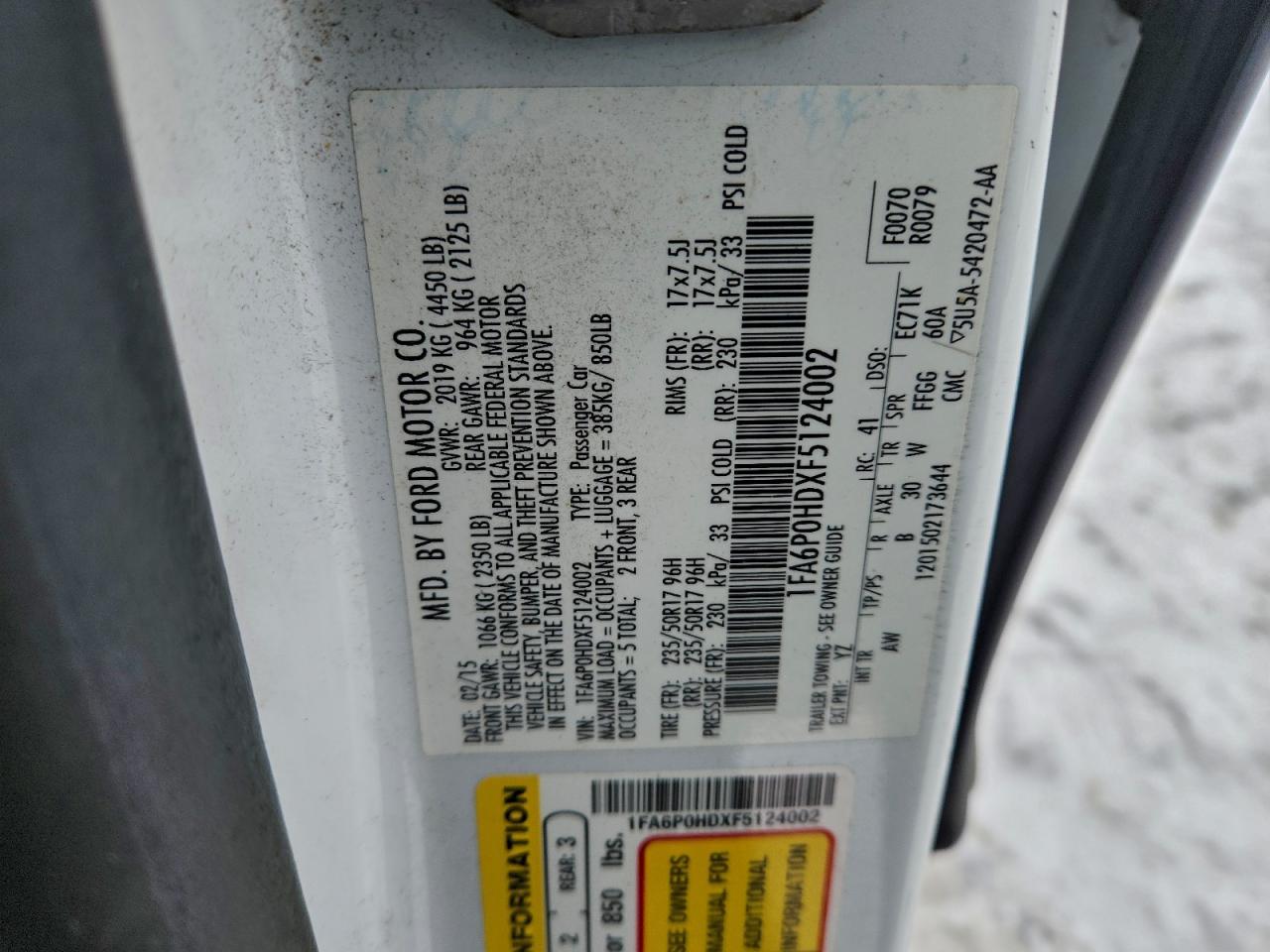 2015 FORD FUSION