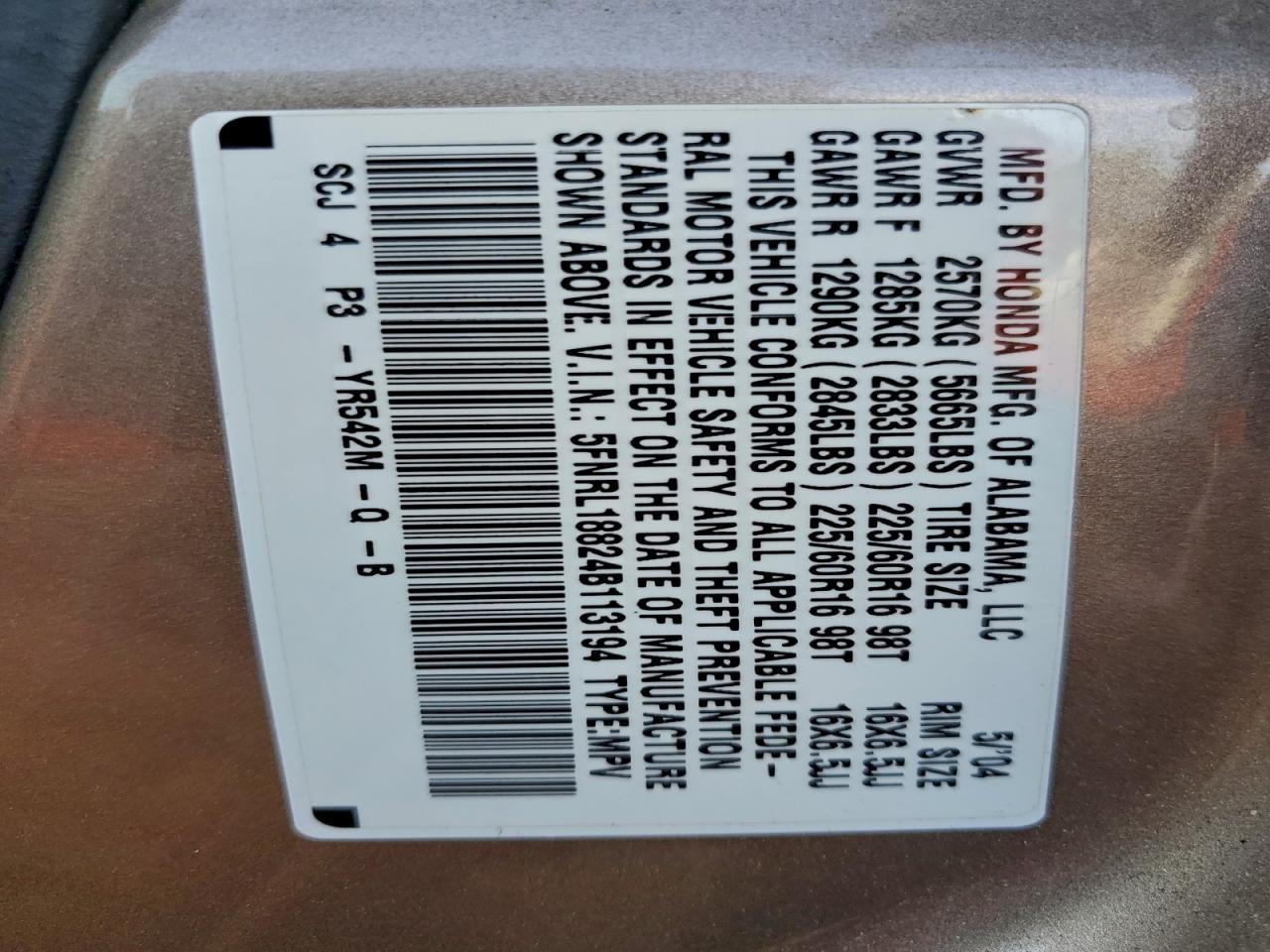 2004 HONDA ODYSSEY