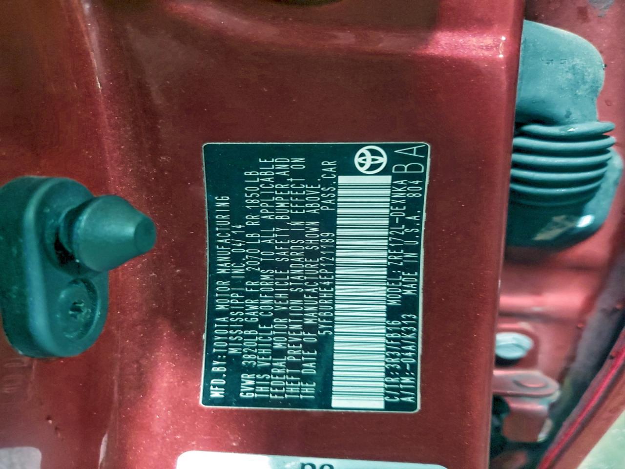 2014 TOYOTA COROLLA