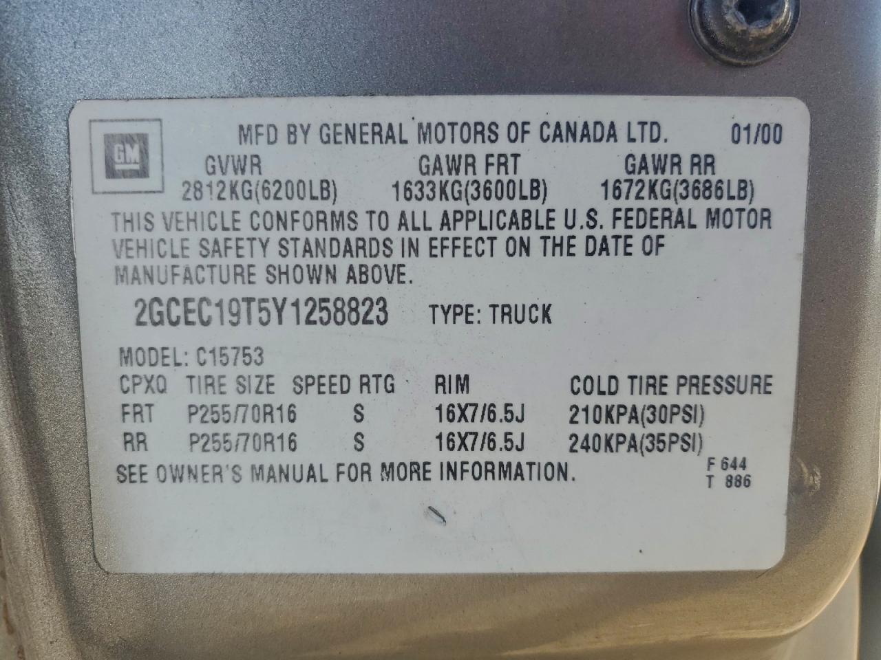 2000 CHEVROLET SILVERADO 1500