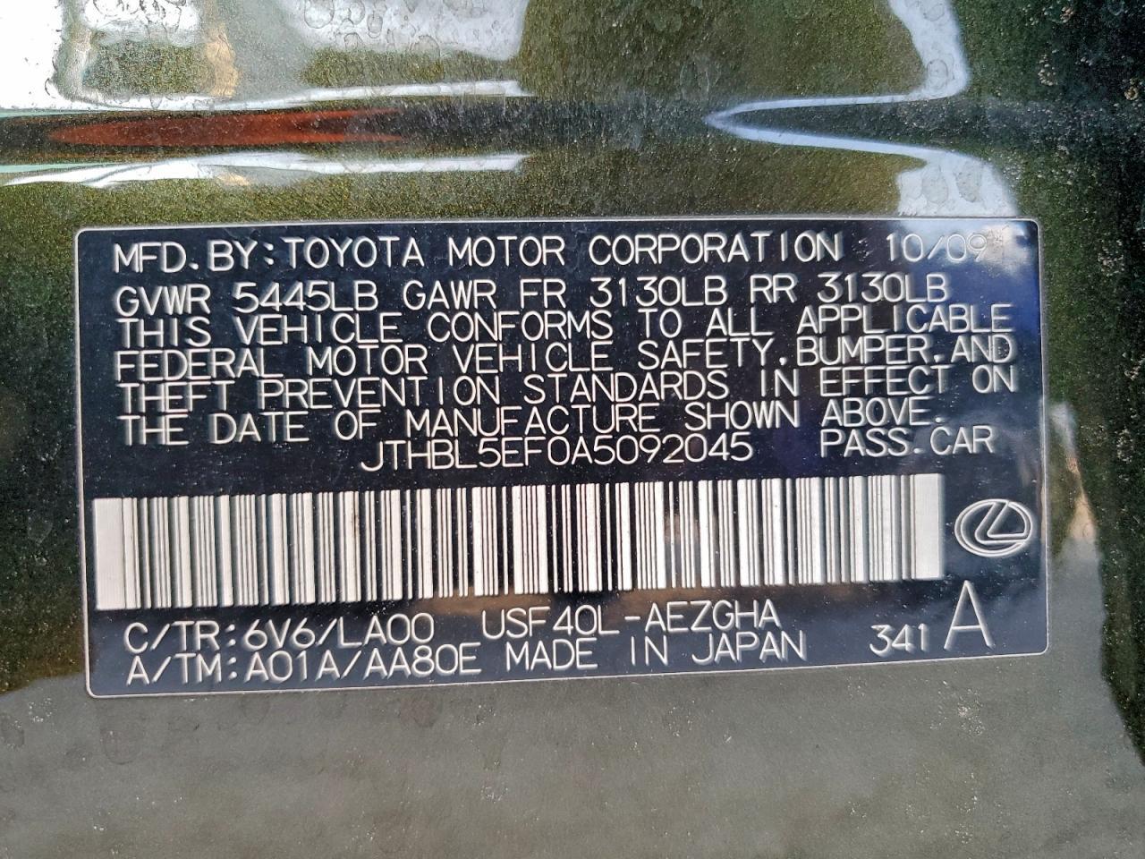 2010 LEXUS LS 460