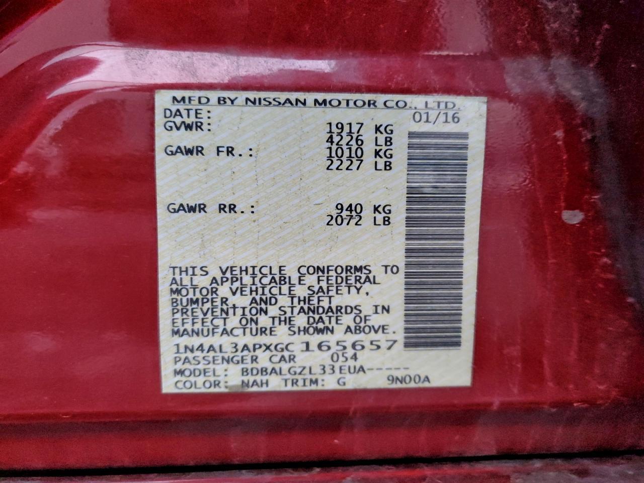 2016 NISSAN ALTIMA