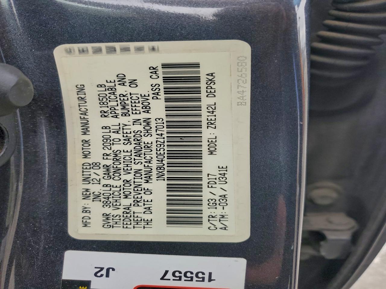 2009 TOYOTA COROLLA
