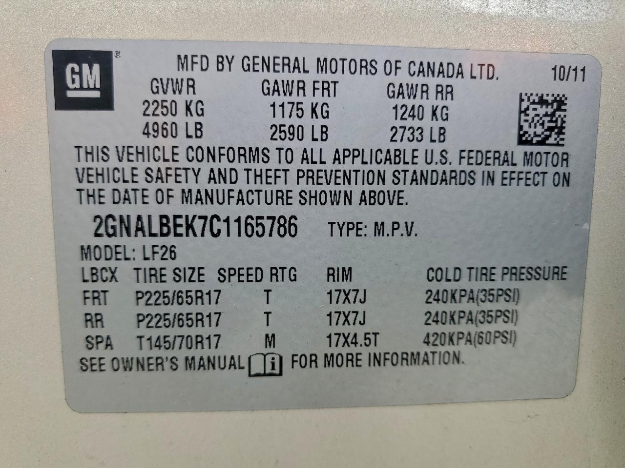 2012 CHEVROLET EQUINOX