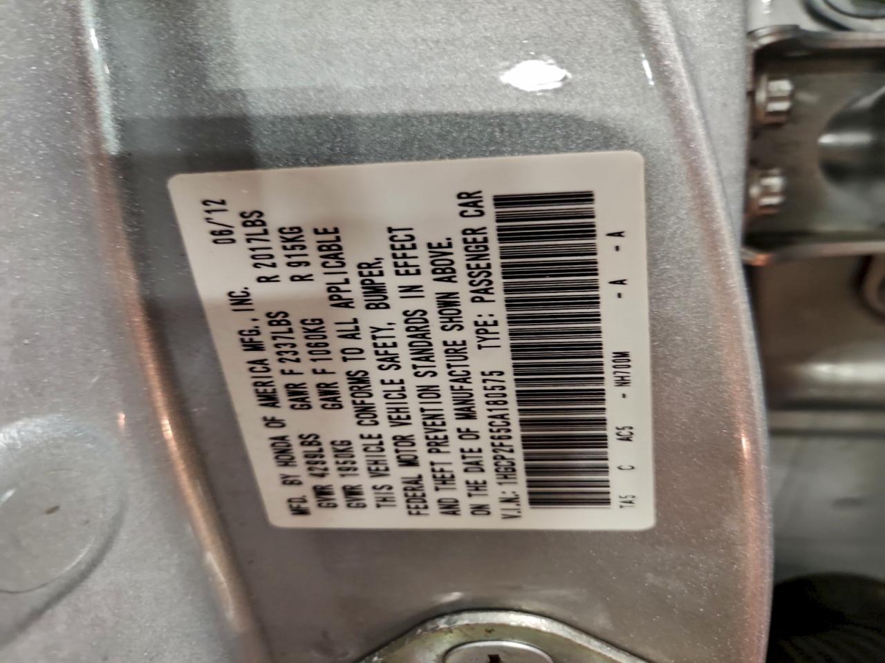 2012 HONDA ACCORD