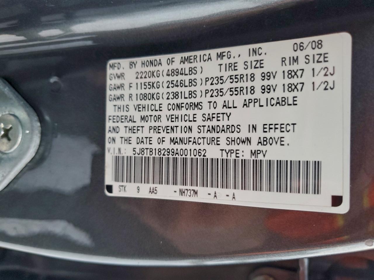 2009 ACURA RDX