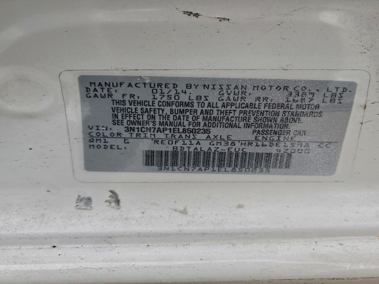 2014 NISSAN VERSA