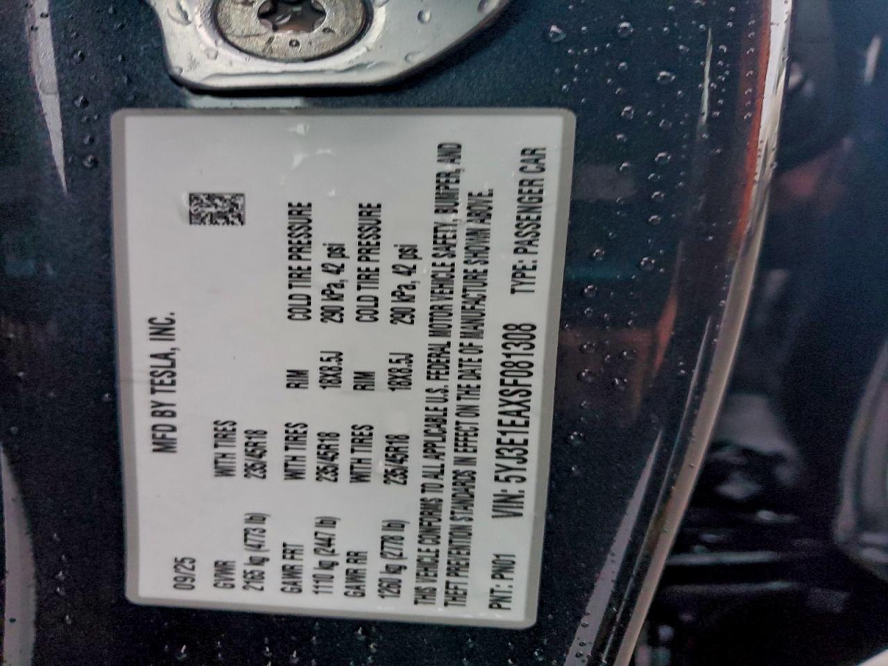 2025 TESLA MODEL 3