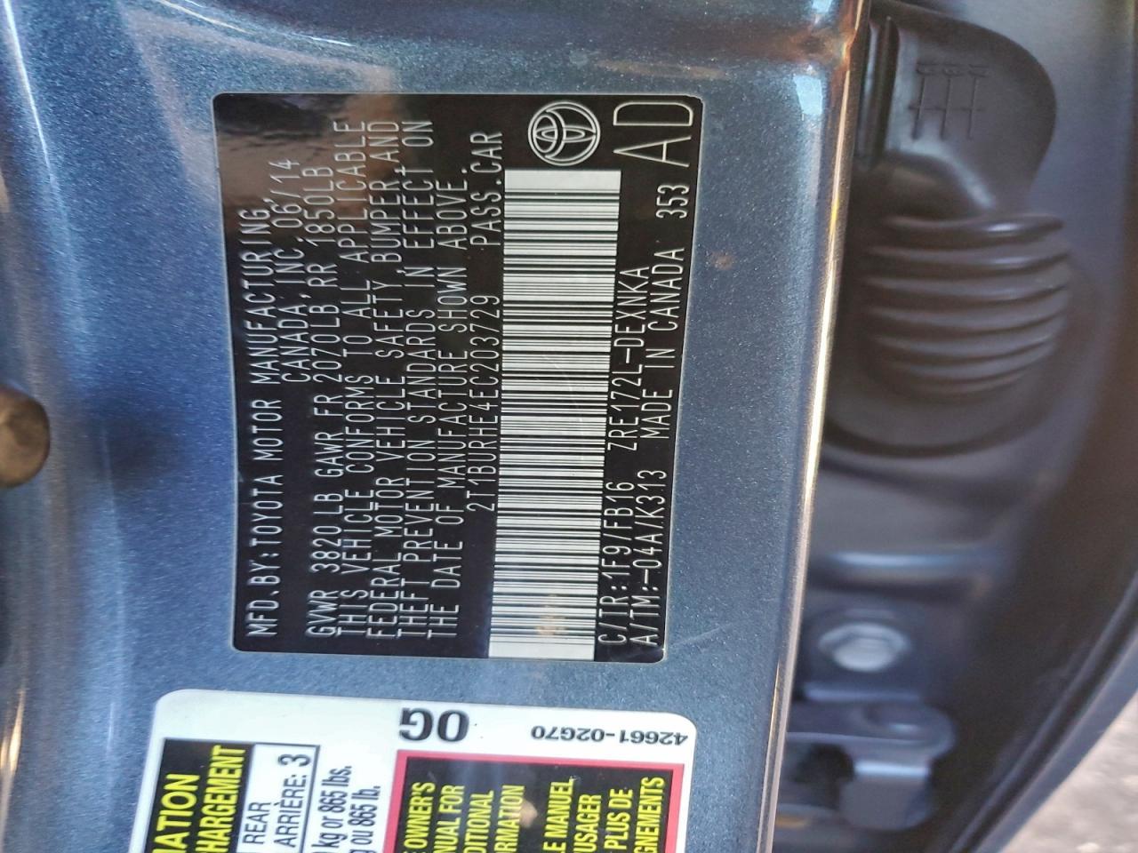 2014 TOYOTA COROLLA