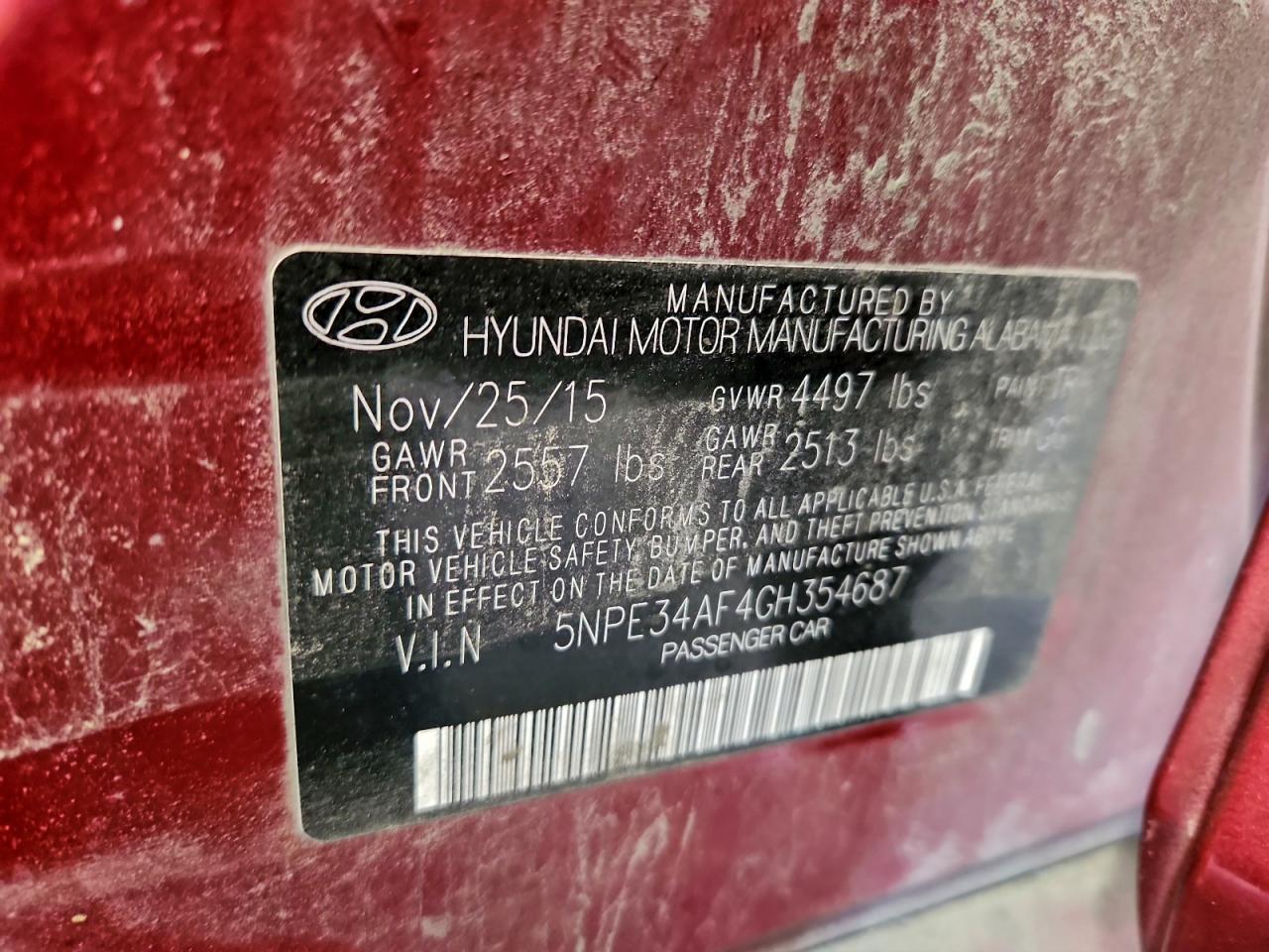 2016 HYUNDAI SONATA