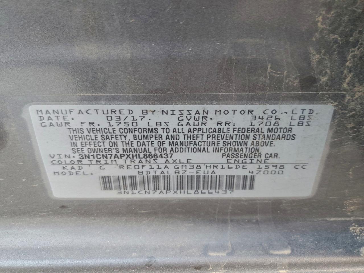 2017 NISSAN VERSA