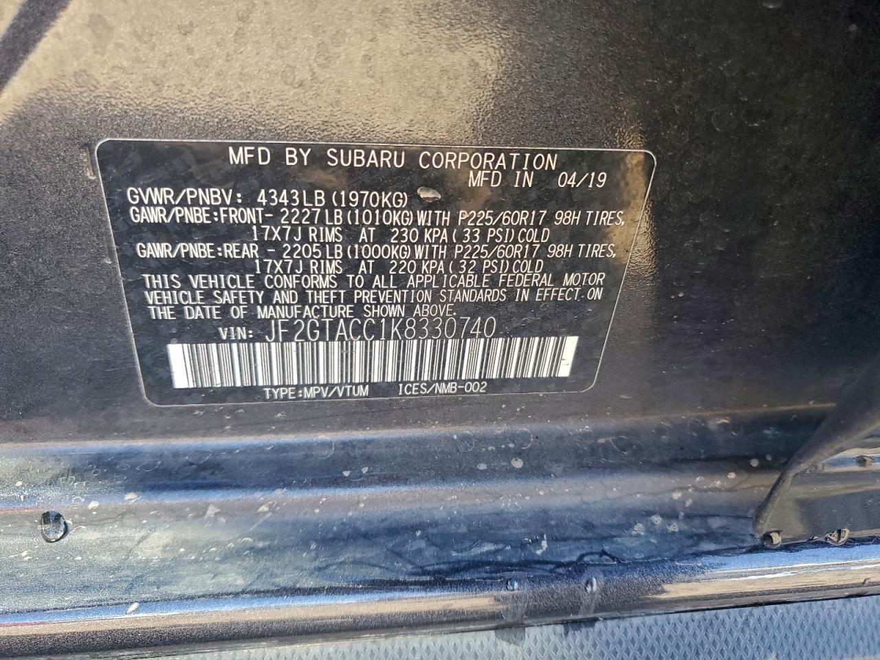 2019 SUBARU Crosstrek