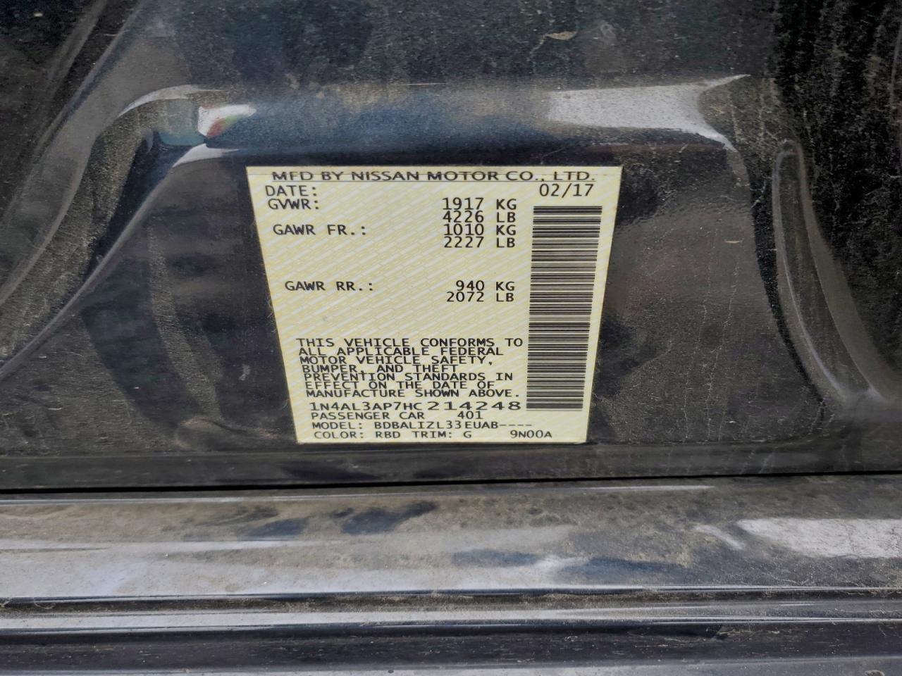 2017 NISSAN ALTIMA
