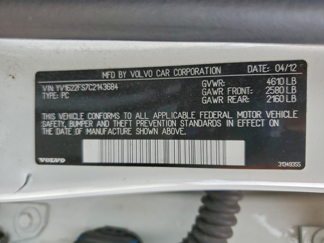 2012 VOLVO S60