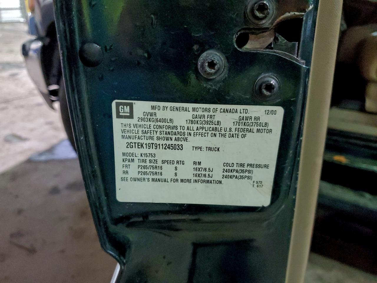 2001 GMC SIERRA 1500
