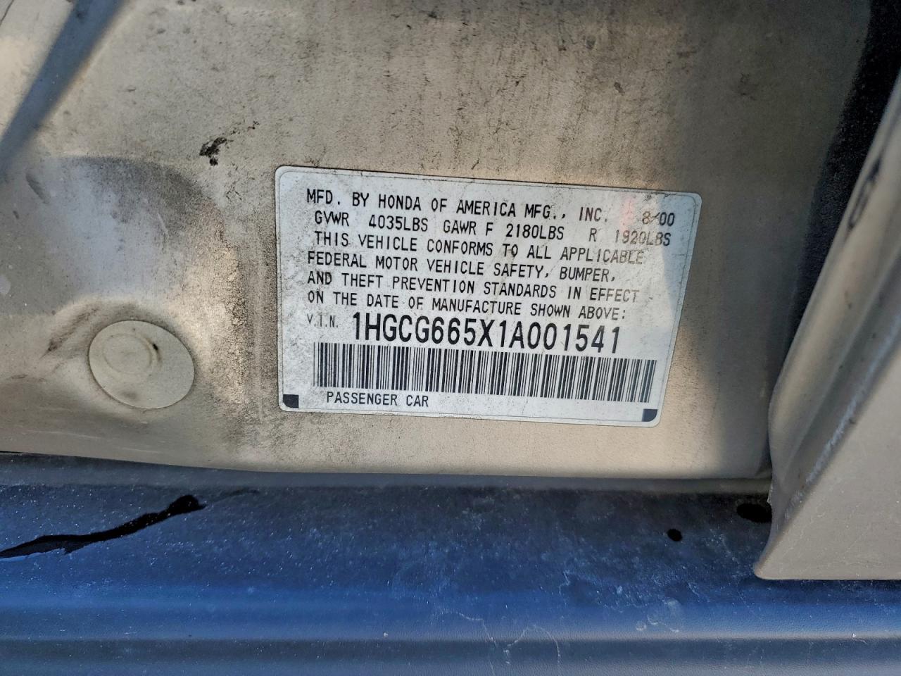 2001 HONDA ACCORD