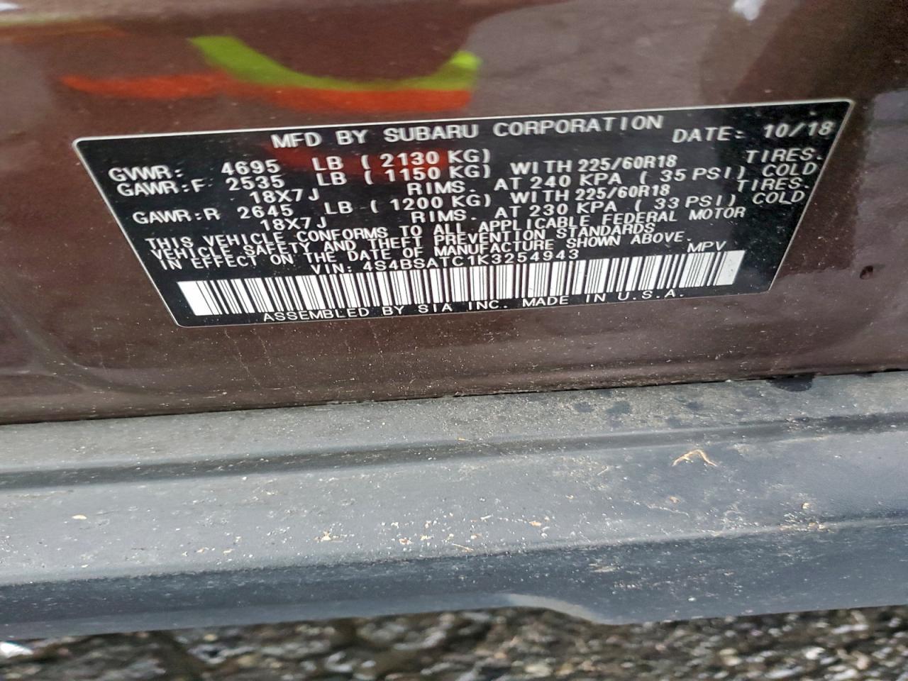 2019 SUBARU Outback