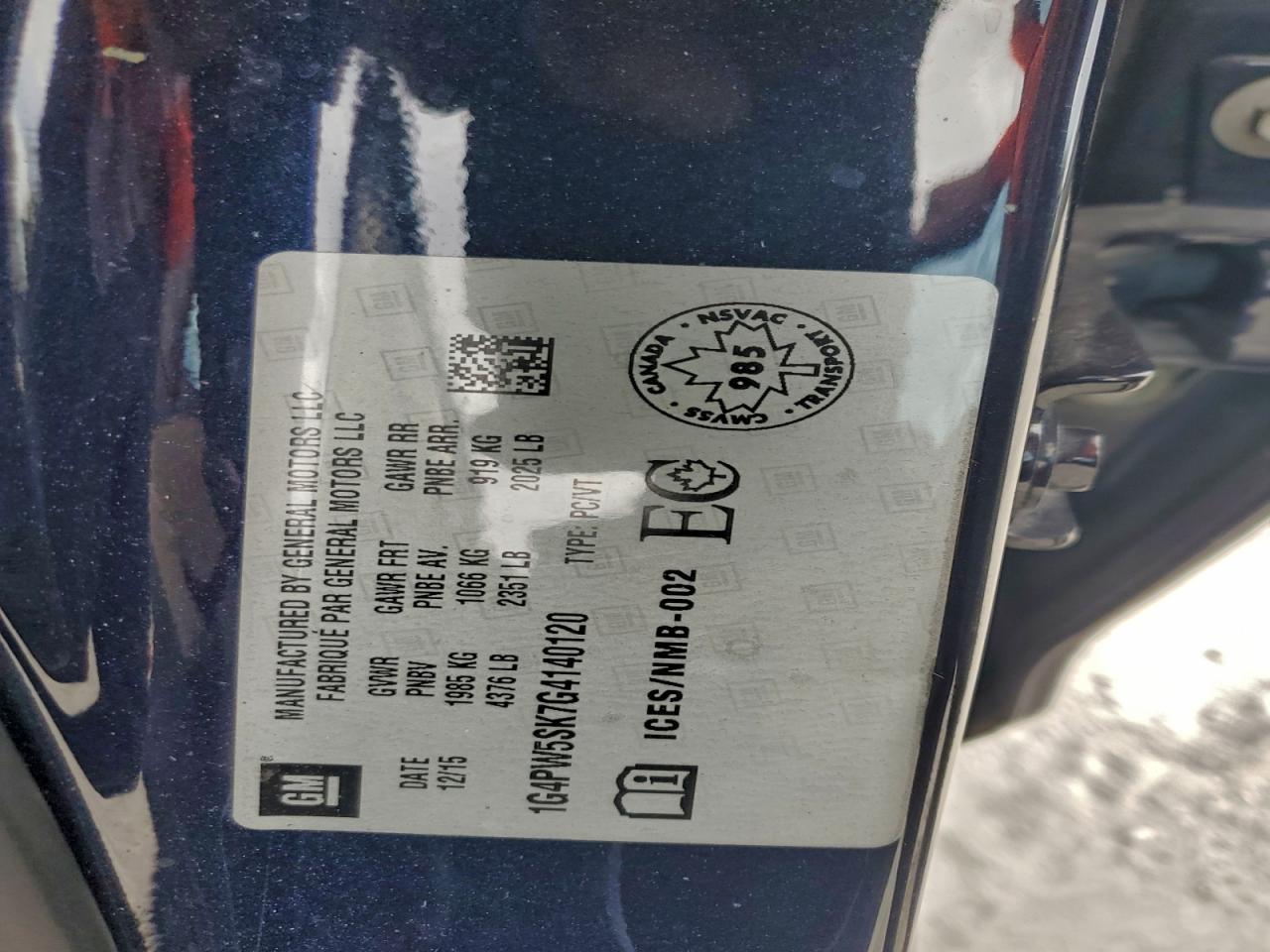 2016 BUICK VERANO