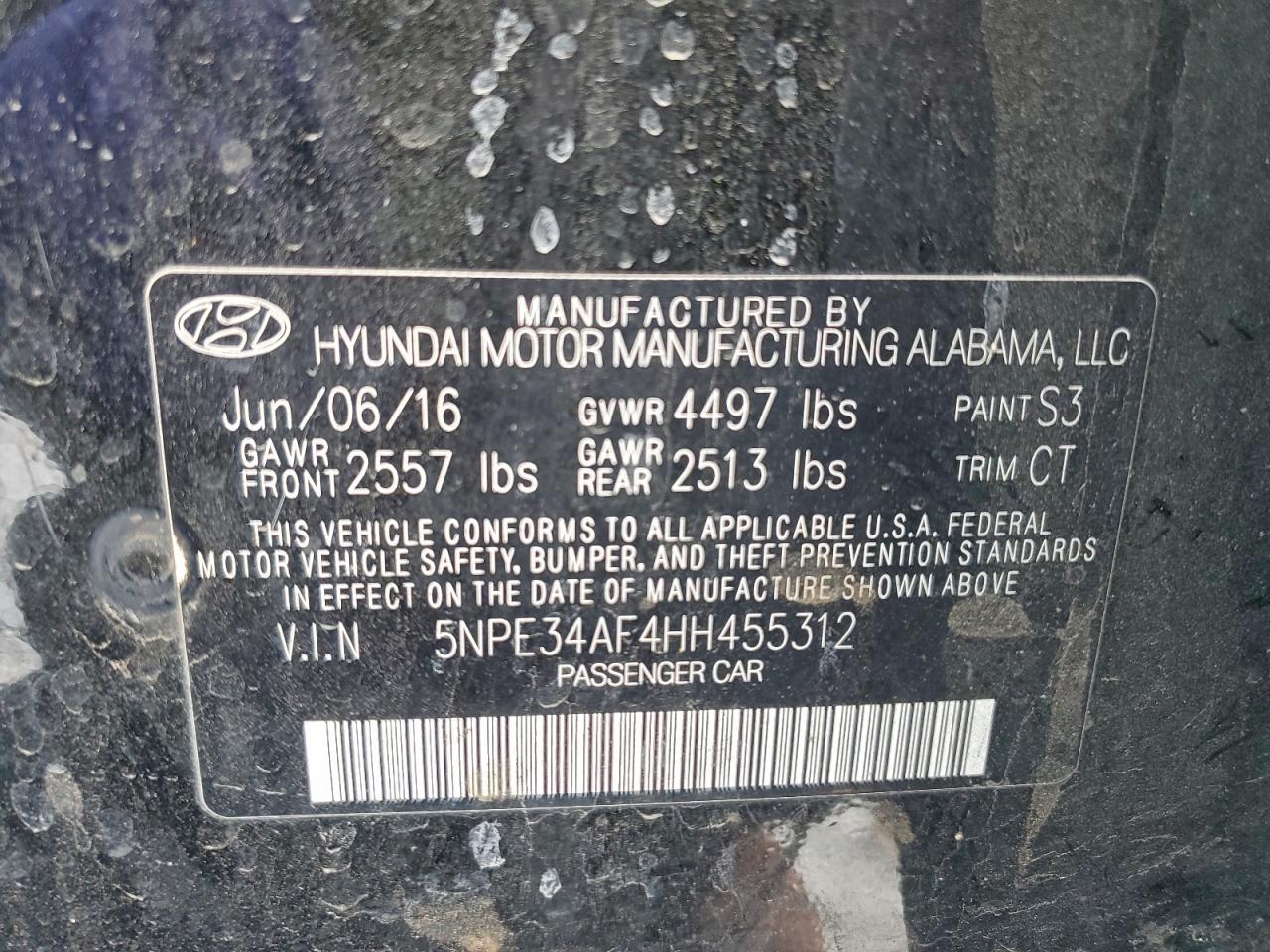 2017 HYUNDAI SONATA