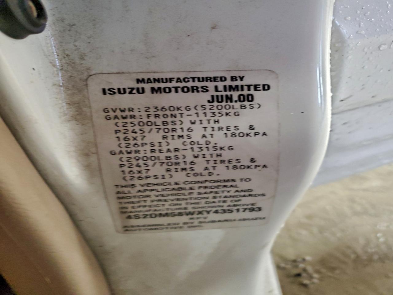 2000 ISUZU Rodeo