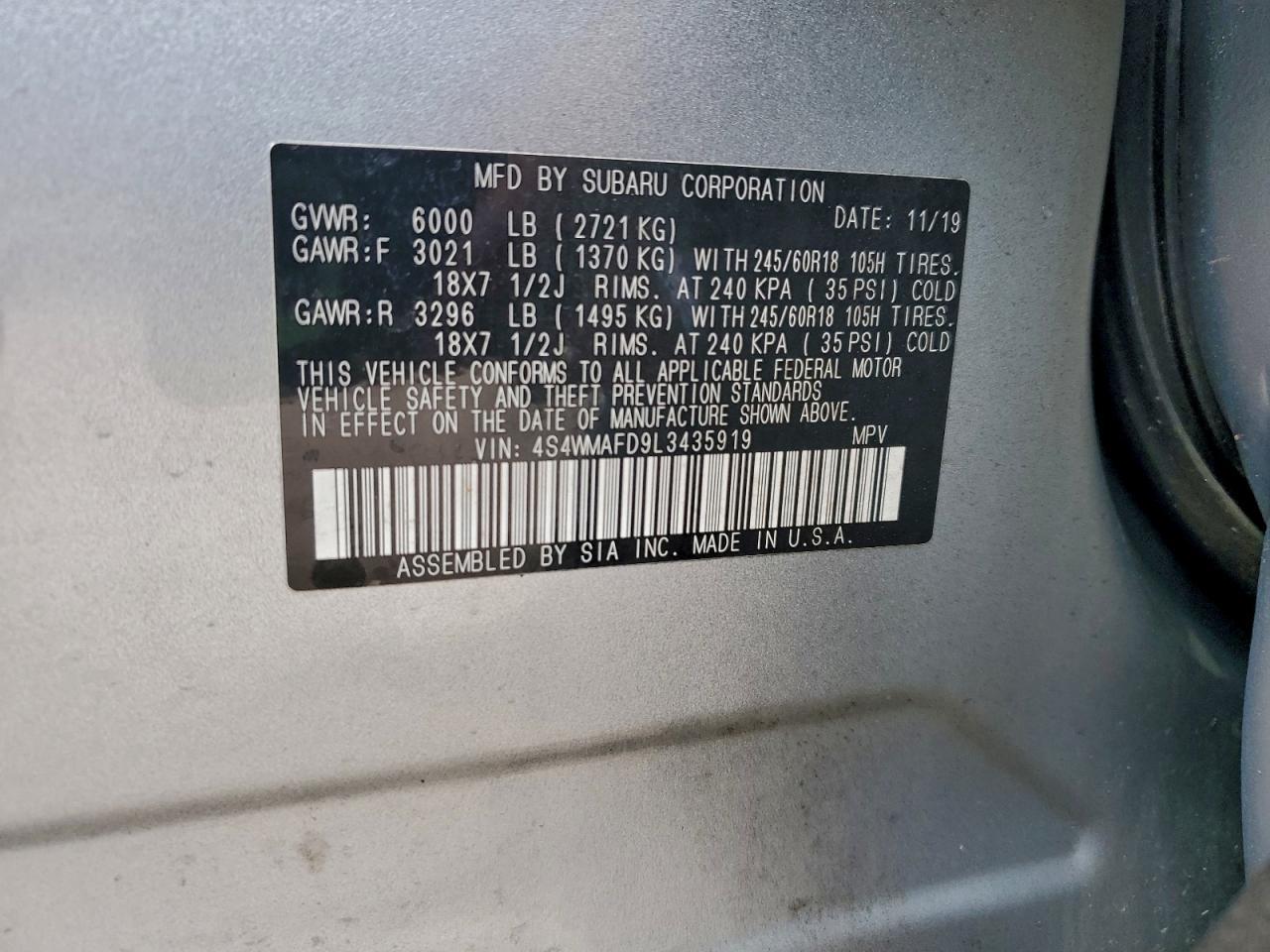 2020 SUBARU Ascent