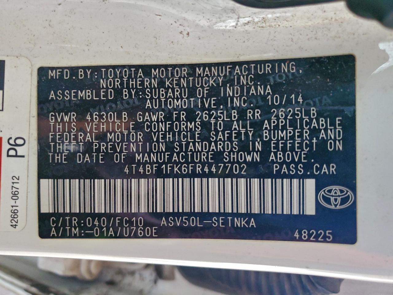 2015 TOYOTA CAMRY