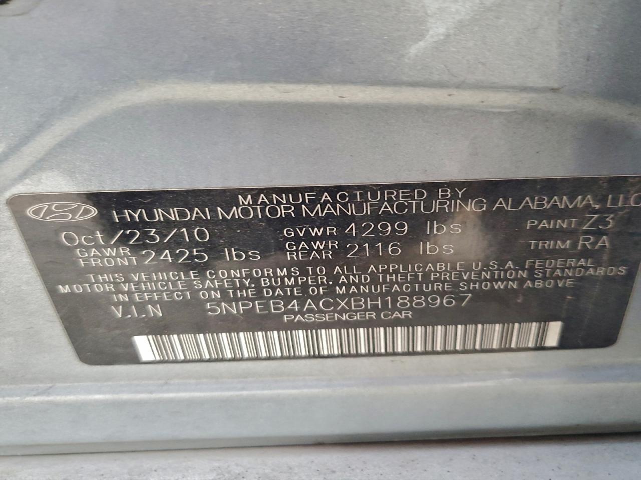2011 HYUNDAI SONATA
