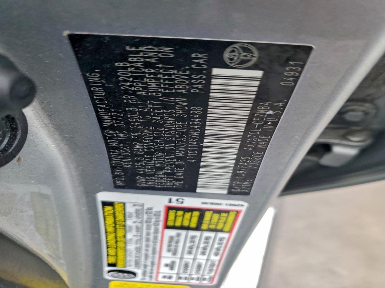 2021 TOYOTA CAMRY