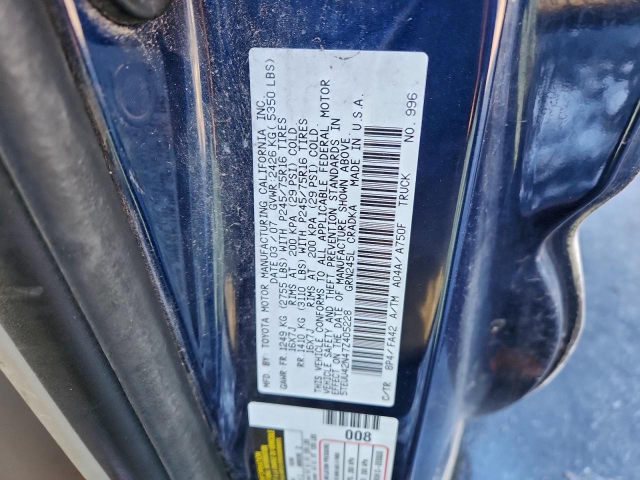 2007 TOYOTA TACOMA
