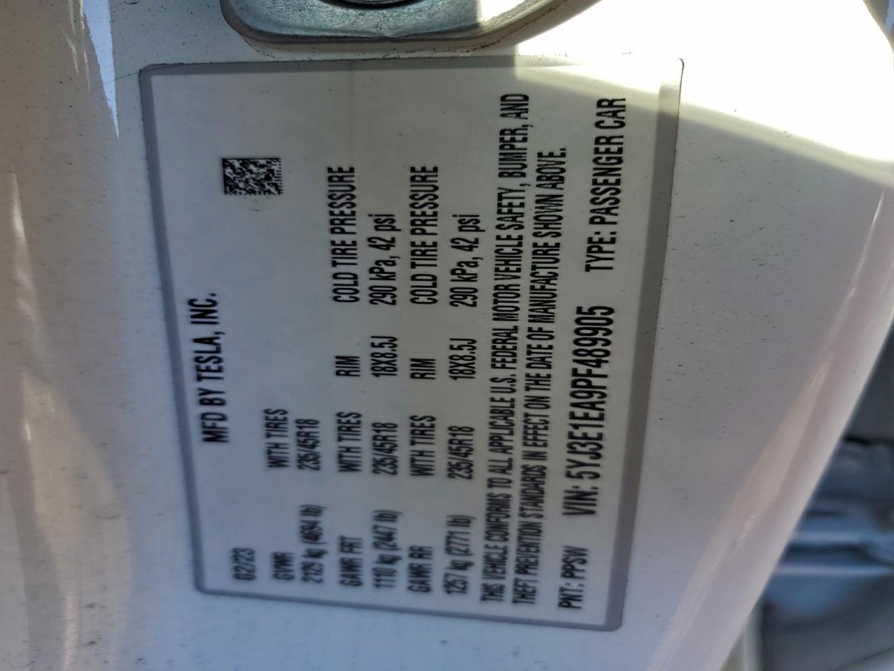 2023 TESLA MODEL 3