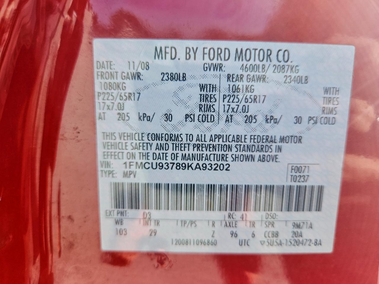 2009 FORD ESCAPE