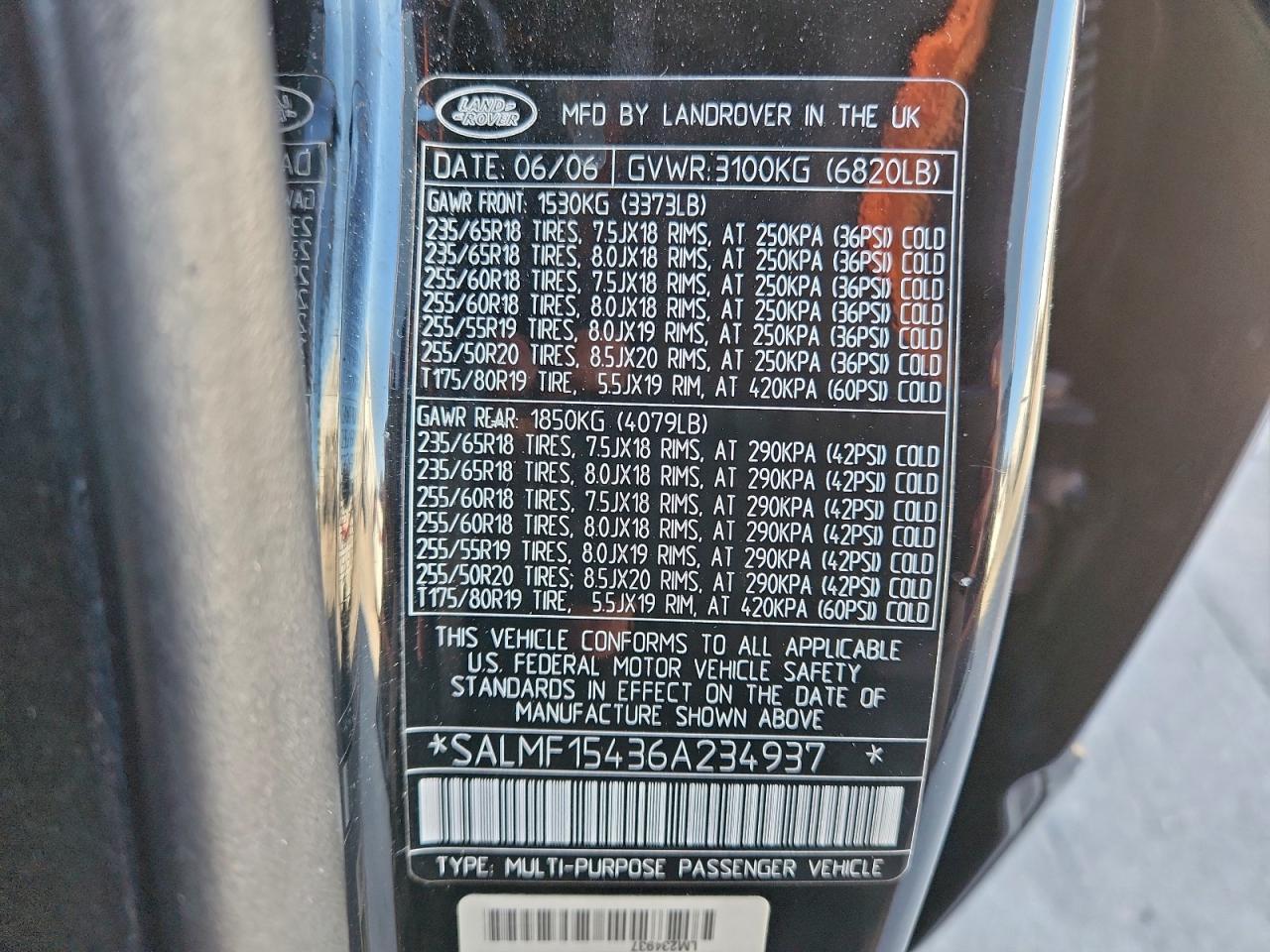 2006 LAND ROVER RANGE ROVER