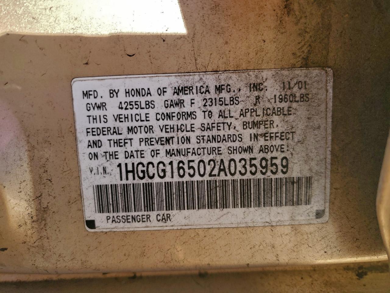 2002 HONDA ACCORD