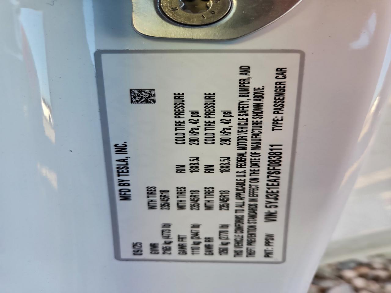 2025 TESLA MODEL 3