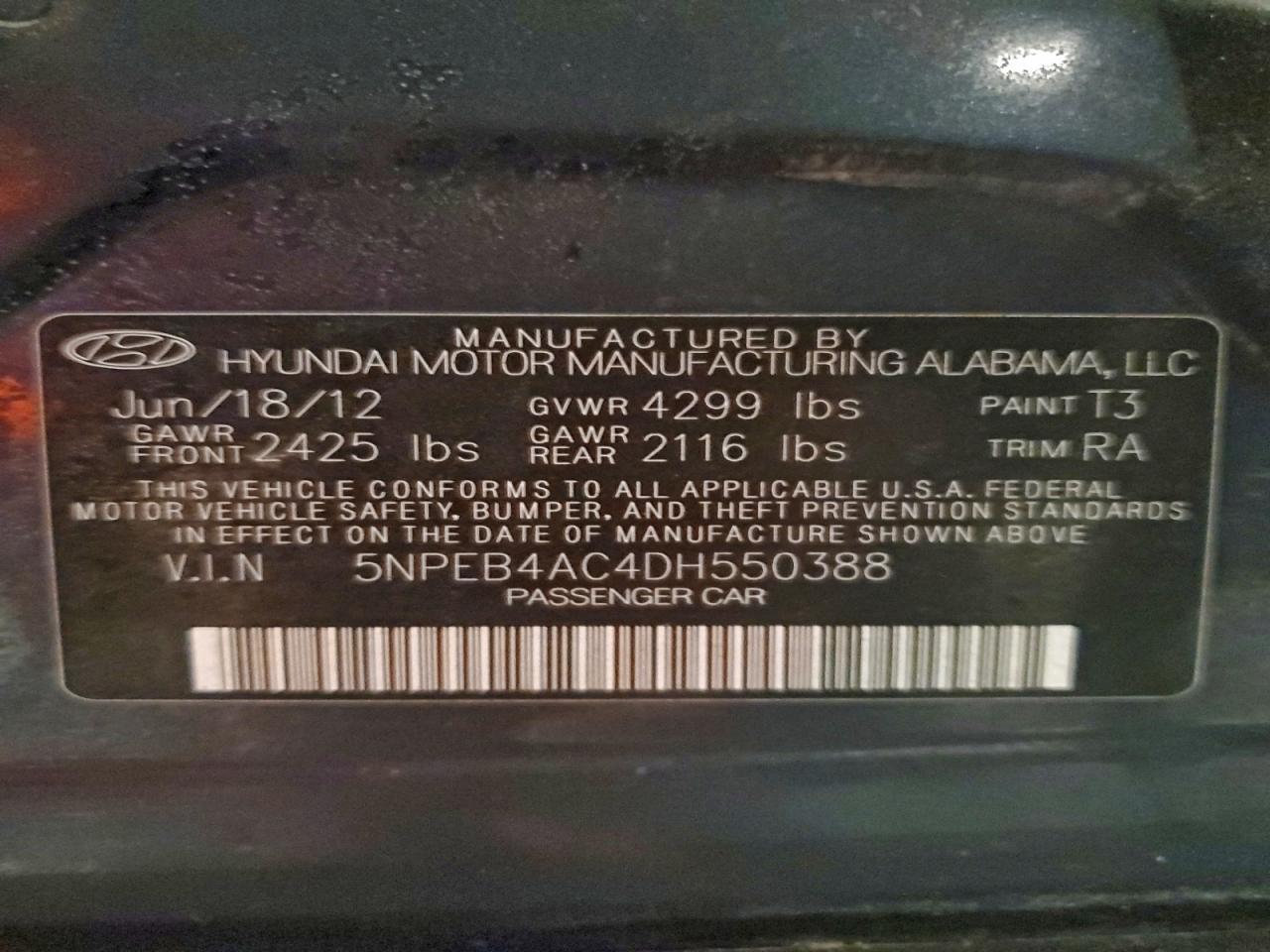 2013 HYUNDAI SONATA