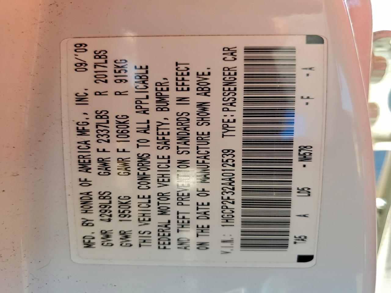 2010 HONDA ACCORD