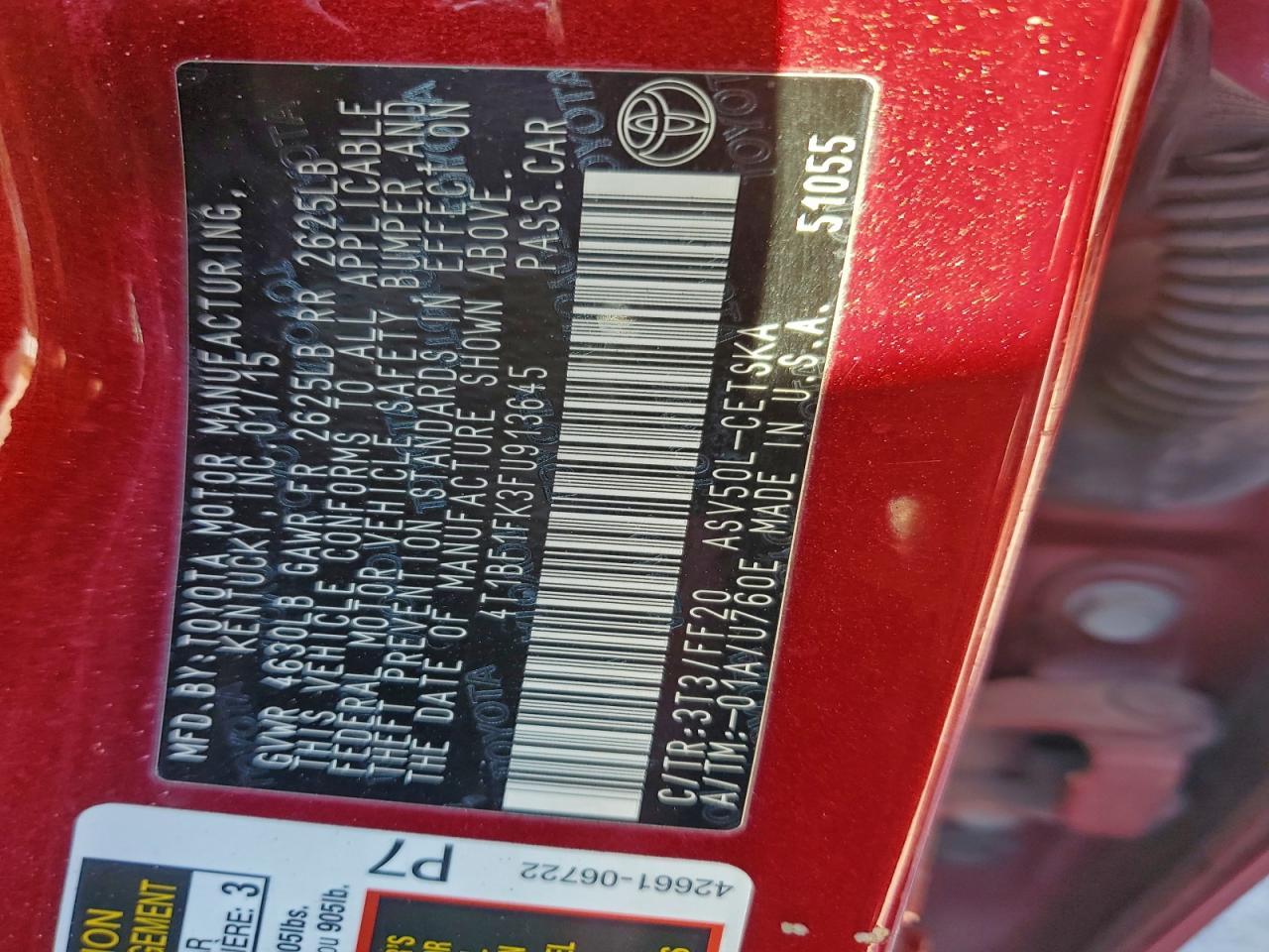 2015 TOYOTA CAMRY