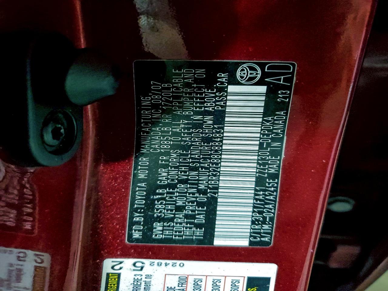 2008 TOYOTA COROLLA