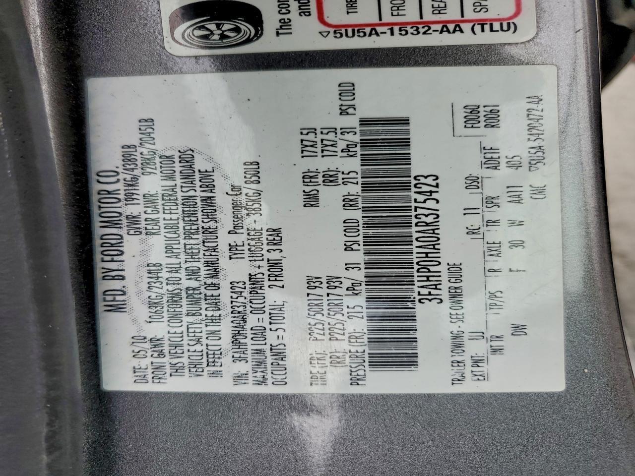 2010 FORD FUSION