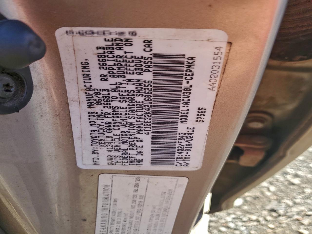 2002 TOYOTA CAMRY