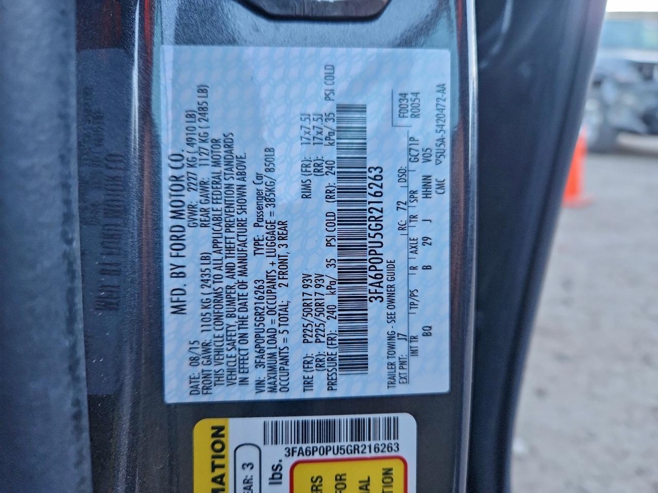 2016 FORD FUSION