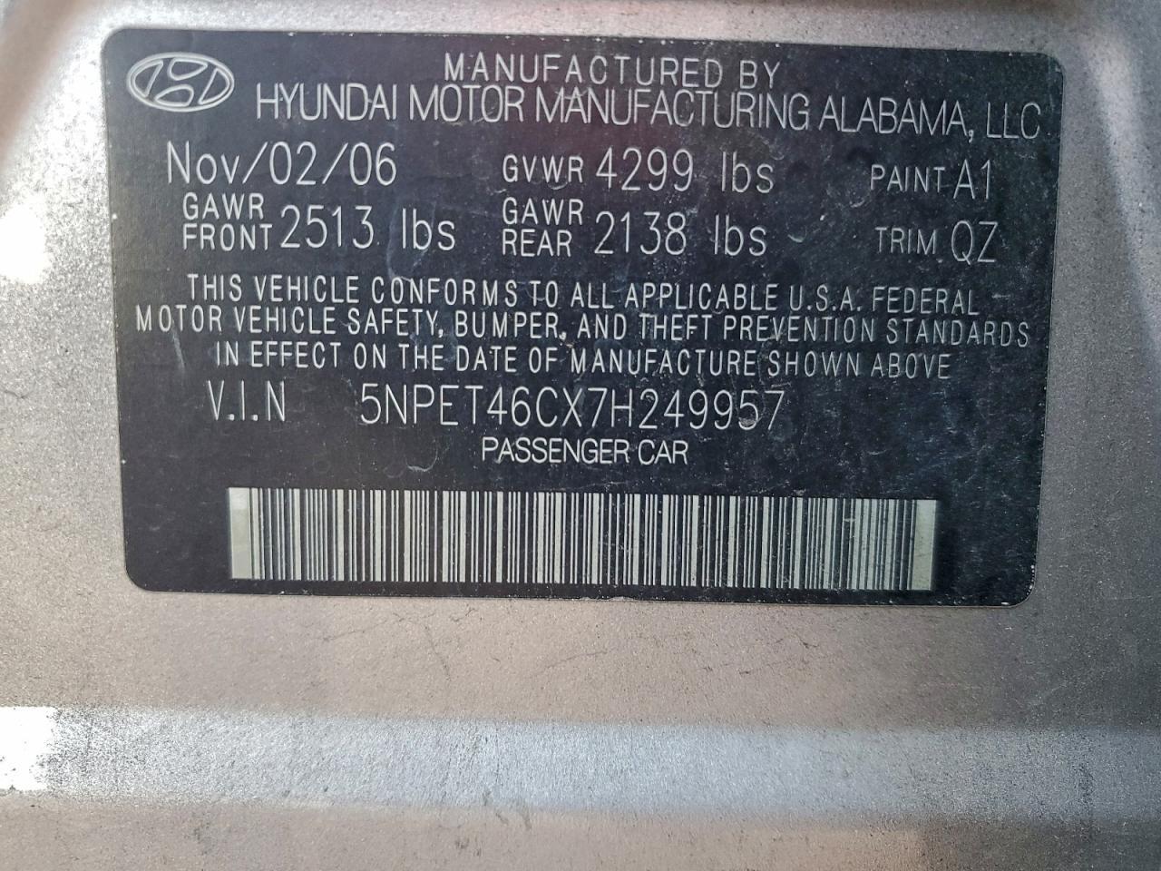 2007 HYUNDAI SONATA