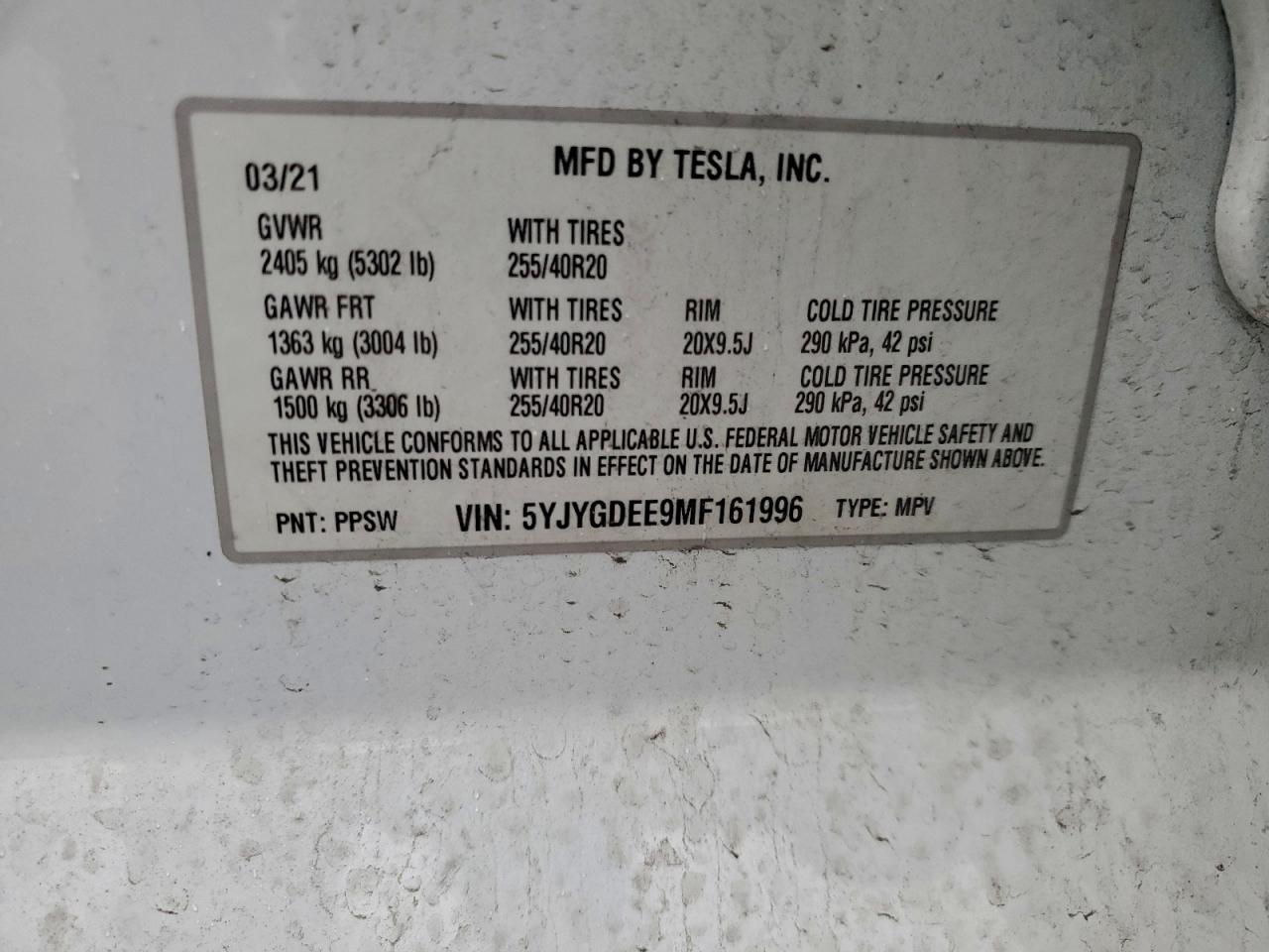 2021 TESLA MODEL Y