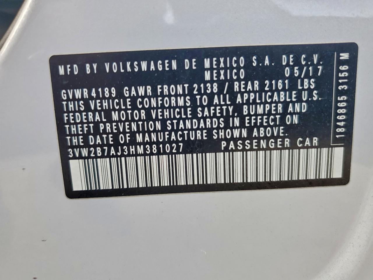 2017 VOLKSWAGEN JETTA