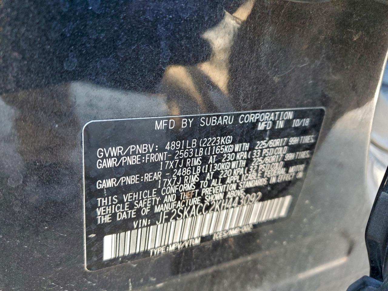 2019 SUBARU FORESTER