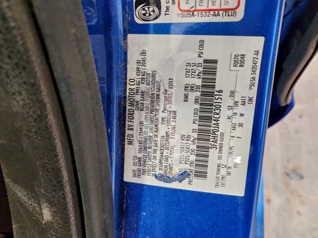 2012 FORD FUSION