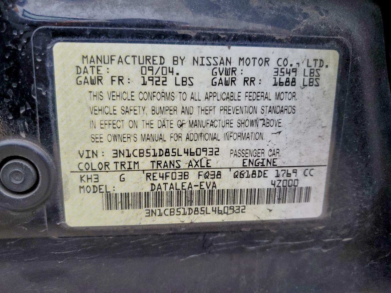 2005 NISSAN SENTRA