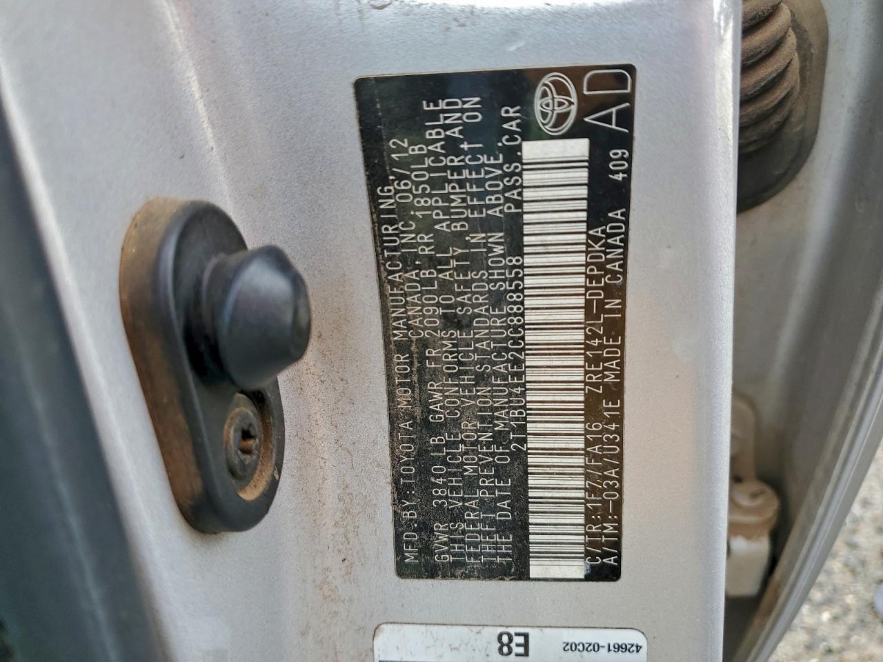2012 TOYOTA COROLLA